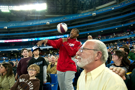 Harlem Globetrotters entertain fans at the SkyDome on Wednesday night.